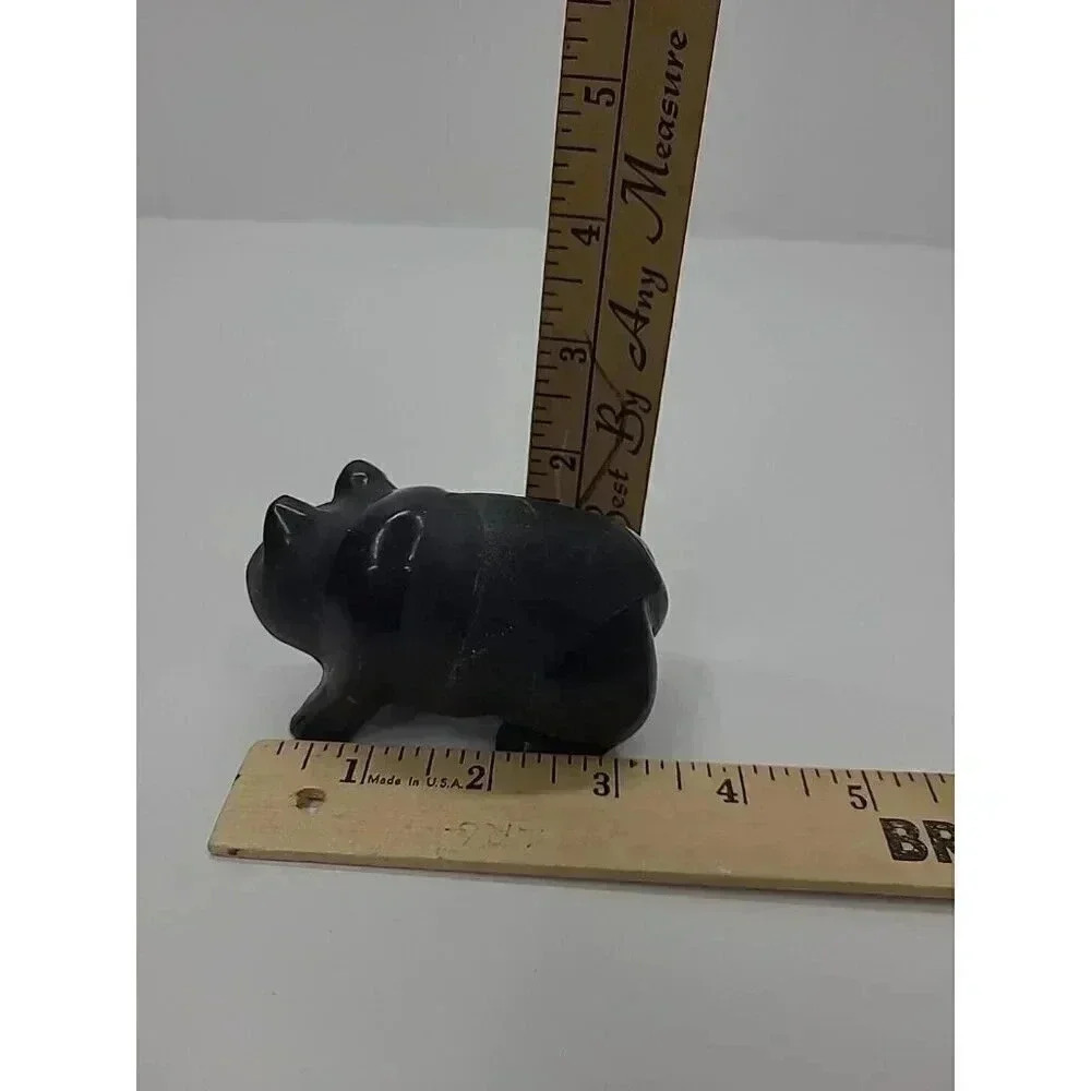 Vintage Carved Black Onyx Panda Statue Figurine Shelf Sitter Paperweight - Picture 3 of 5